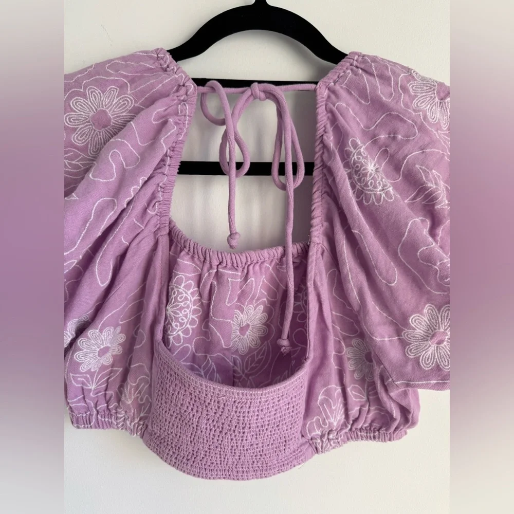 New‎ Free People Women’s Small Lotus Cropped Top Purple Gypsy Boho Festival